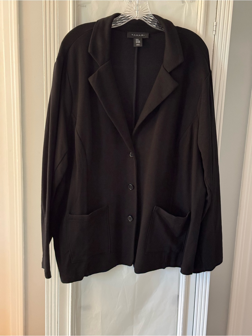 Tahari Black Ponte Knit 3-Button-Front Blazer Size 3X